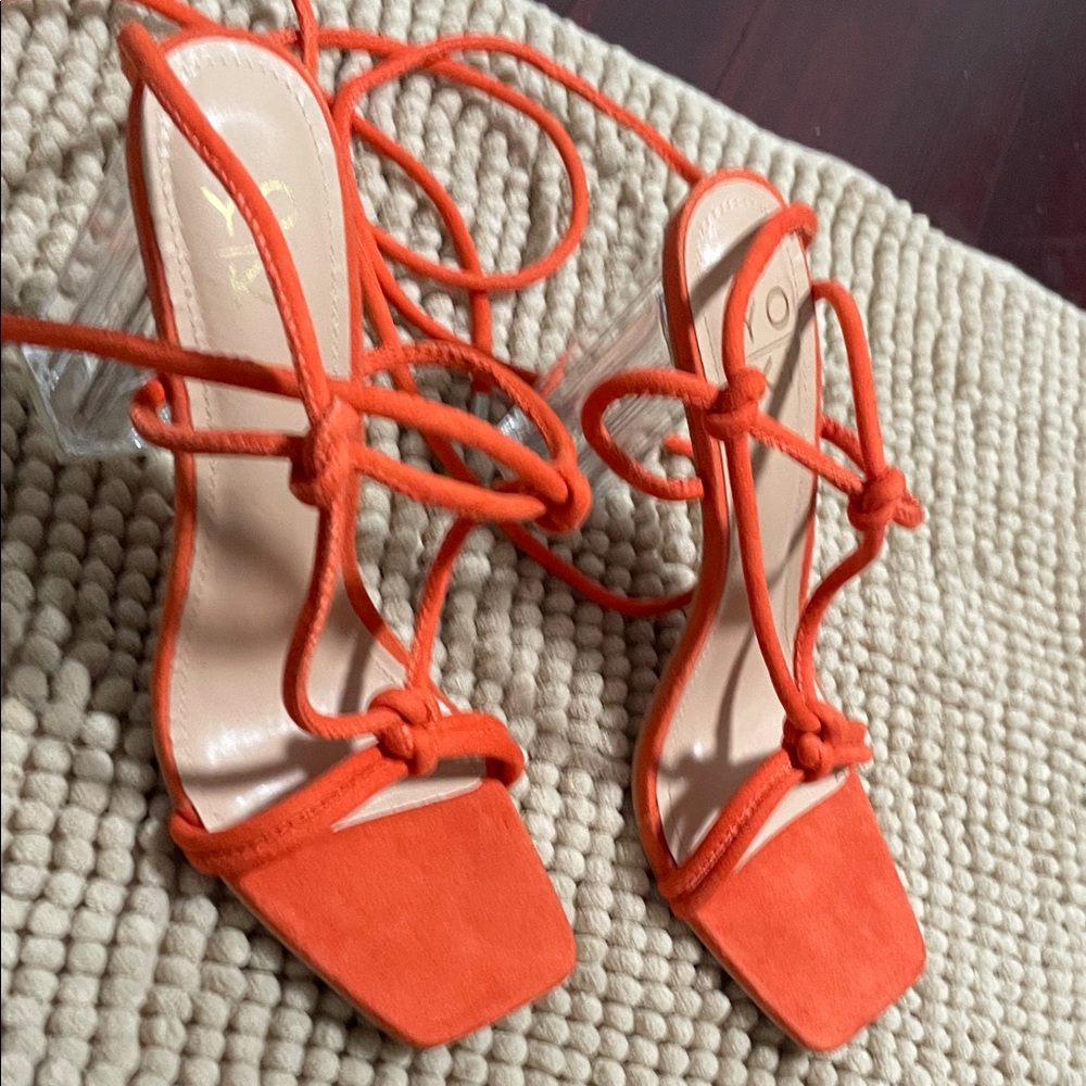 Yoki Bold Orange Knotted Heels